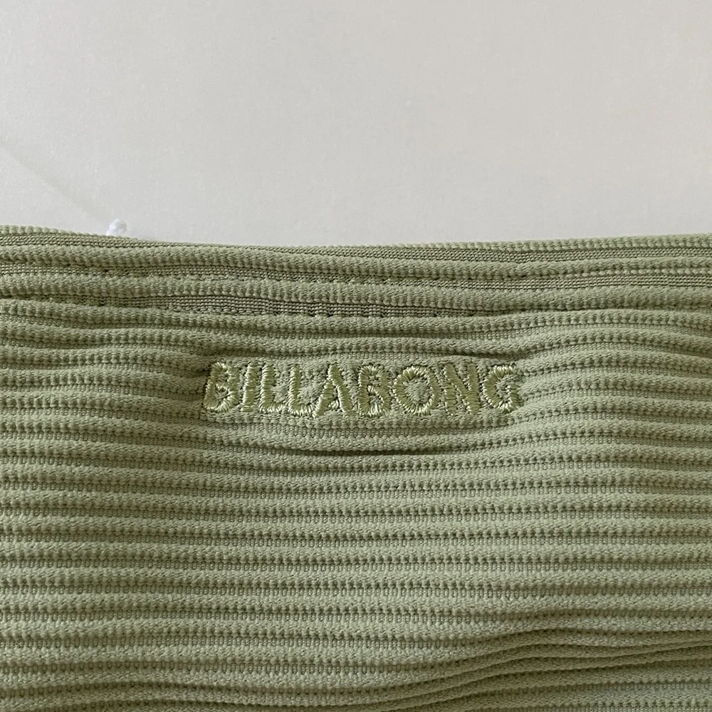 Billabong Low Rider Bikini Bottom Full Coverage Ribbed Green Coastal Beach Surf